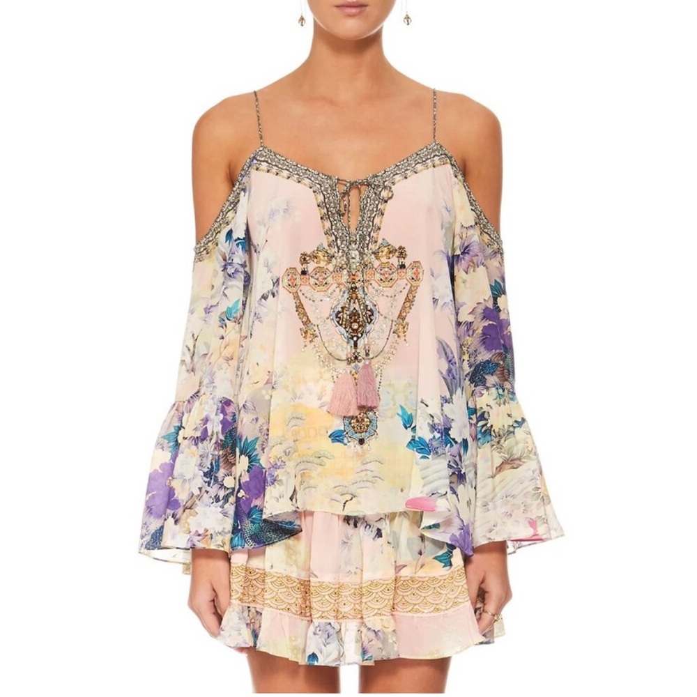 Camilla Harajuka Heiress open Shoulder silk top